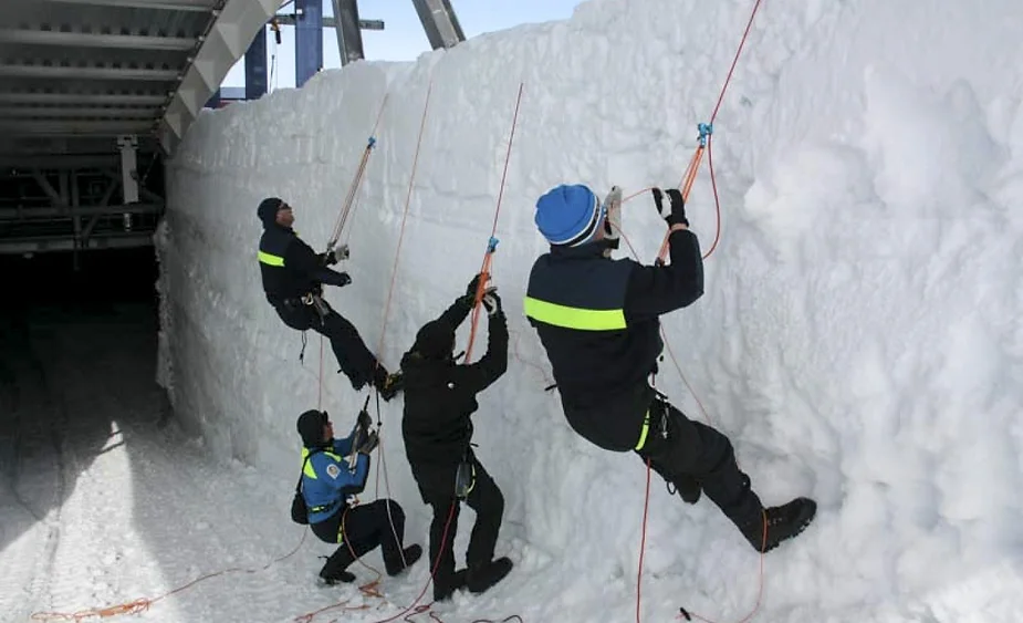 Crack climbing.