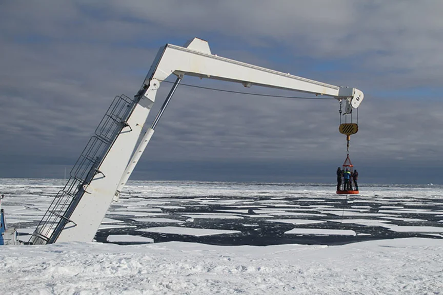 The large crane by the ice shelf.