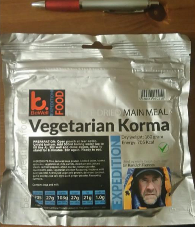 Vegetarian Korma ration pack meal.