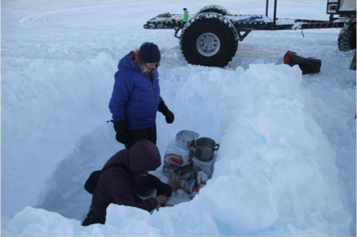 A dug-out field kitchen.