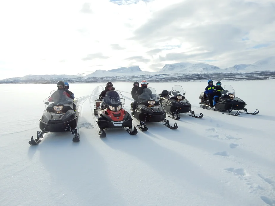 Training with snowmobiles.