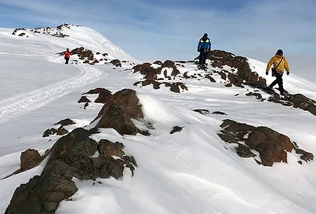 Walking along the ridge.